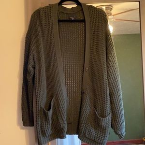 Dark green knit cardigan